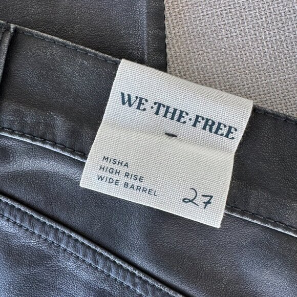 NWT Free People Misha Barrel Wide Leg Faux Leather Jeans Black 27 - Picture 5 of 10